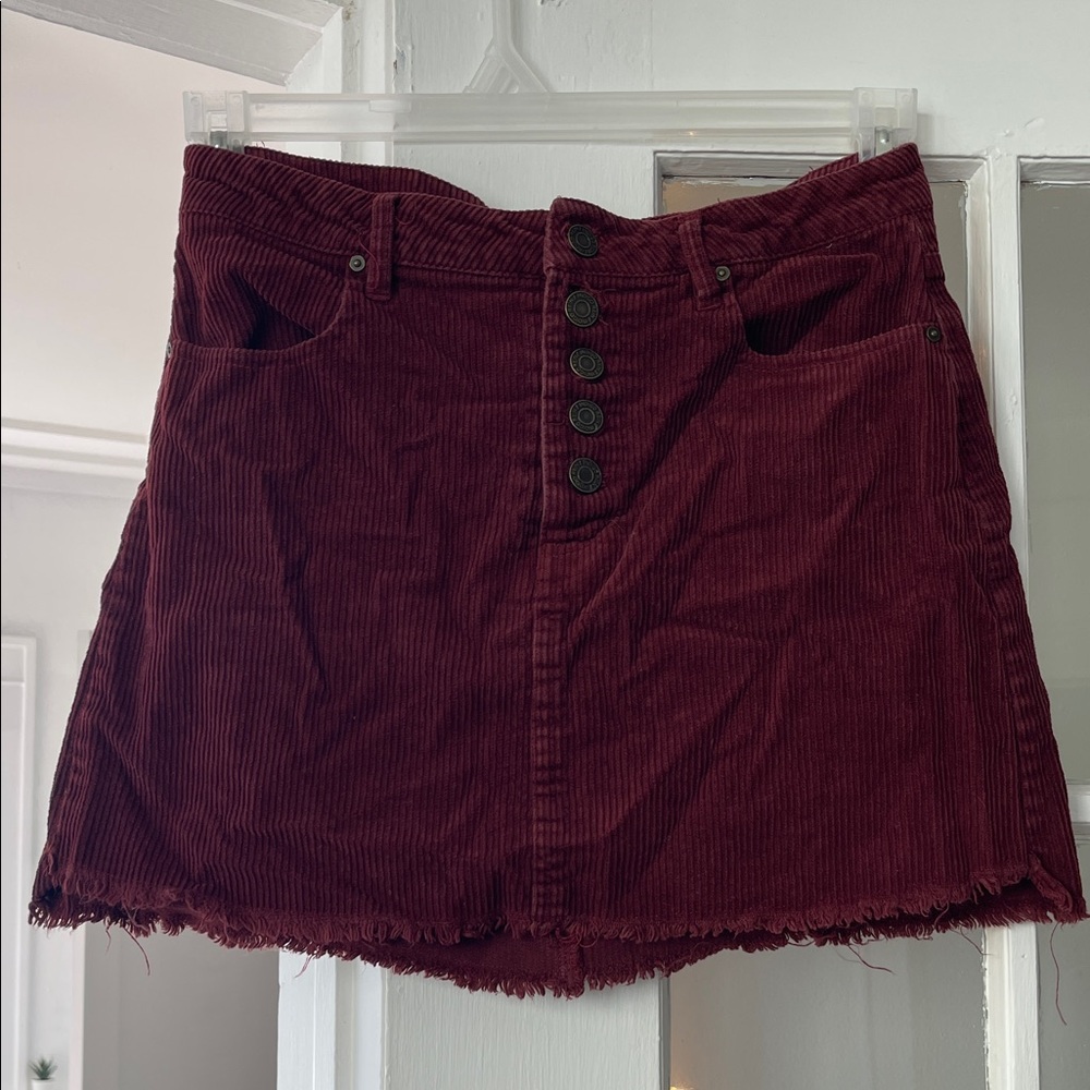 Indigo Rein Maroon Corduroy Skirt